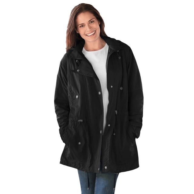 Woman Within Plus Size Taslon Anorak Jacket With Removable Fleece Lining