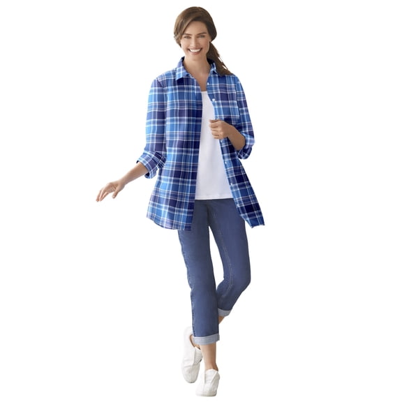 Woman Within Plus Size Petite Perfect Long Sleeve Shirt