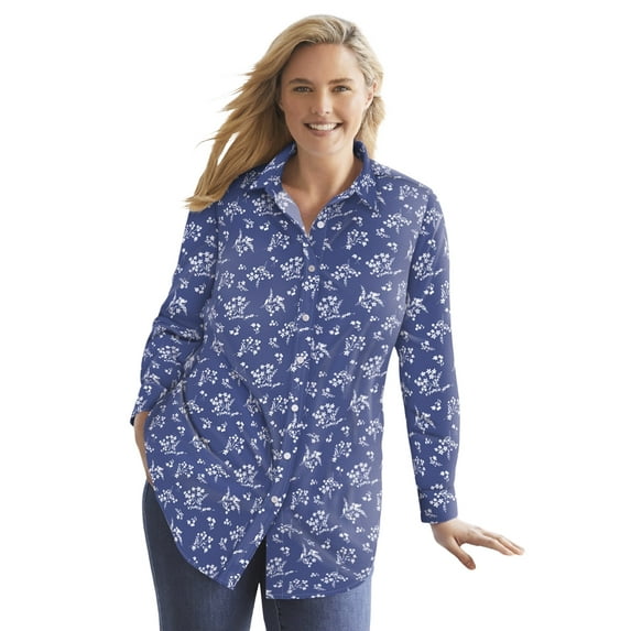 Woman Within Plus Size Petite Perfect Long Sleeve Shirt