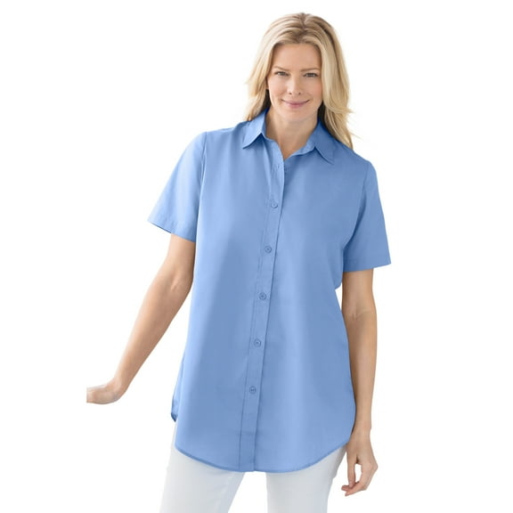 Woman Within Plus Size Petite Perfect Short Sleeve Shirt