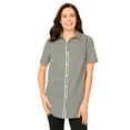 thumbnail image 1 of Woman Within Plus Size Perfect Short Sleeve Button-Down Shirt Oversized Tunic Blouse, 1 of 6