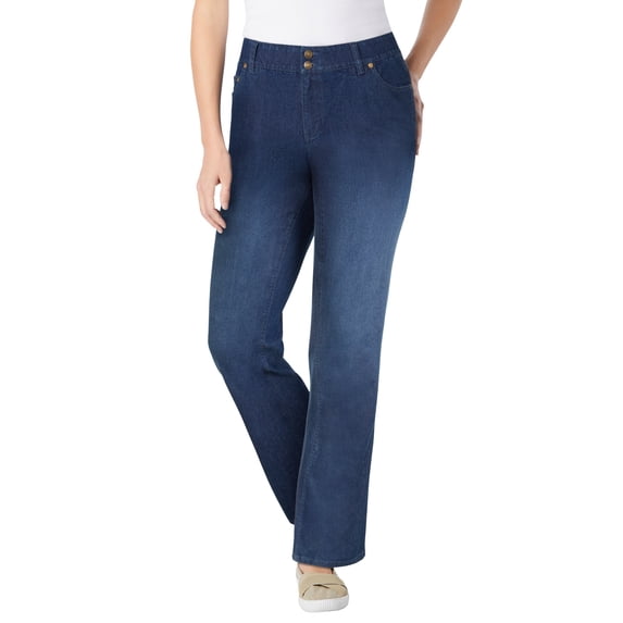 Woman Within Plus Size Petite Stretch Built-In Slimming Panel Bootcut Jeans
