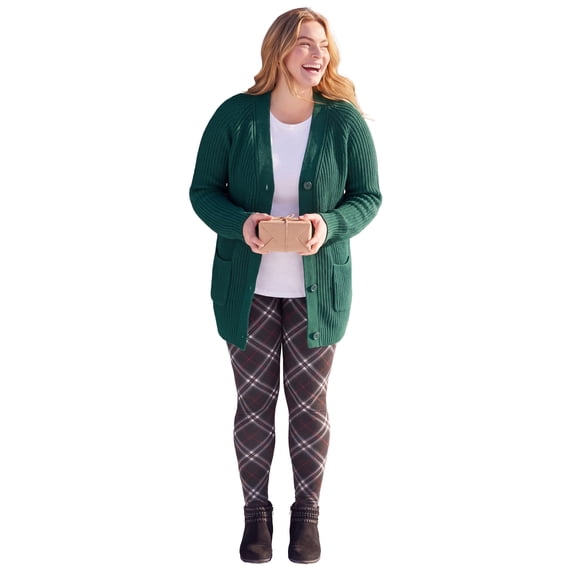 Woman Within Plus Size Petite Shaker Button-Front Cardigan Sweater