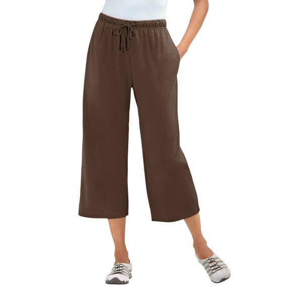 Woman Within Plus Size Petite Sport-Knit Pull-On Capri Pants