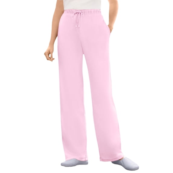Woman Within Plus Size Petite Sport Knit Straight Leg Elastic Pant