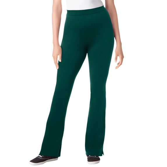 Woman Within Plus Size Petite Stretch-Cotton Knit Pull-On Bootcut Leggings