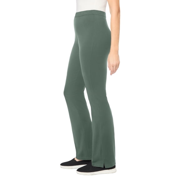 Woman Within Plus Size Tall Stretch-Cotton Knit Pull-On Bootcut Leggings