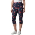 thumbnail image 1 of Woman Within Plus Size Petite Stretch-Cotton Knit Pull-On Printed Capri Leggings, 1 of 4