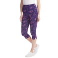 thumbnail image 1 of Woman Within Plus Size Petite Stretch-Cotton Knit Pull-On Printed Capri Leggings, 1 of 2