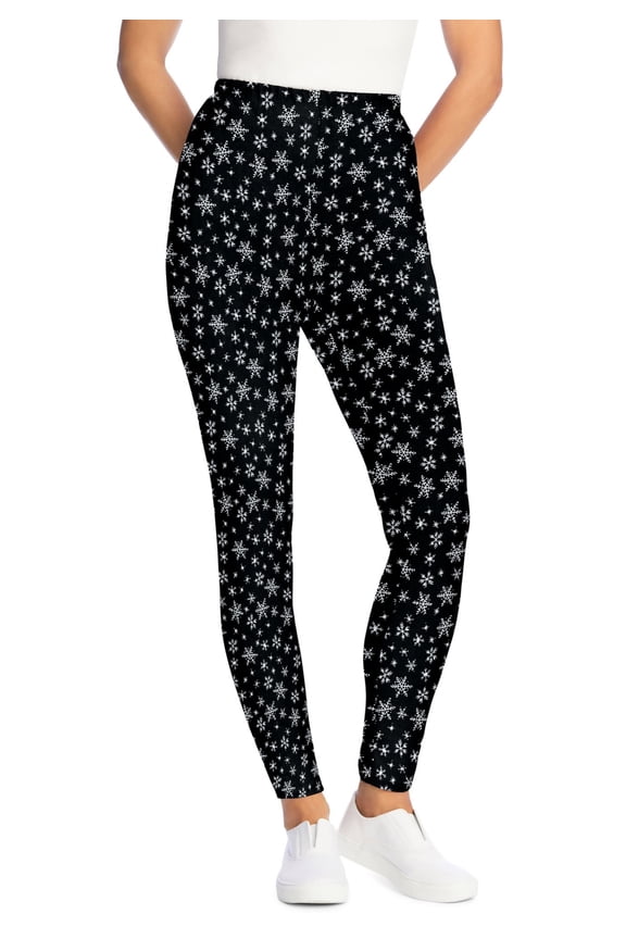 Plus Size Petite Stretch-Cotton Knit Pull-On Printed Leggings