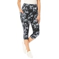 thumbnail image 1 of Woman Within Plus Size Petite Stretch-Cotton Knit Pull-On Printed Pocket Capri Leggings, 1 of 2