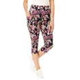 thumbnail image 1 of Woman Within Plus Size Petite Stretch-Cotton Knit Pull-On Printed Pocket Capri Leggings, 1 of 2