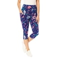thumbnail image 1 of Woman Within Plus Size Petite Stretch-Cotton Knit Pull-On Printed Pocket Capri Leggings, 1 of 3