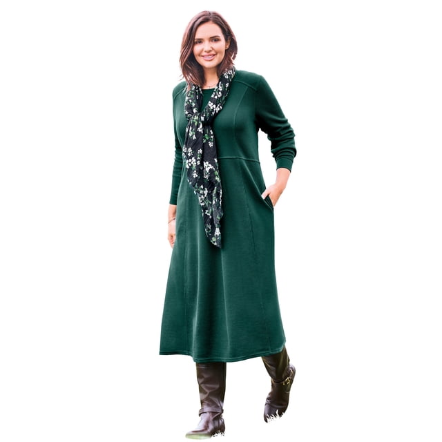Woman Within Plus Size Thermal Knit A-Line Dress