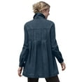 thumbnail image 1 of Woman Within Plus Size Pleat-Back Denim Jacket Long Oversized Jean Coat, 1 of 6