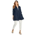 thumbnail image 1 of Woman Within Plus Size Pleated Jacket French Terry Long Oversized Sweatshirt, 1 of 2