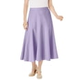thumbnail image 1 of Woman Within Plus Size Print Linen-Blend Midi Skirt (Petite Available), 1 of 3