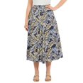 thumbnail image 1 of Woman Within Plus Size Print Linen-Blend Midi Skirt (Petite Available), 1 of 5