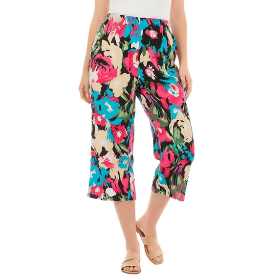 Woman Within Plus Size Pull-On Elastic-Waist Soft Capri