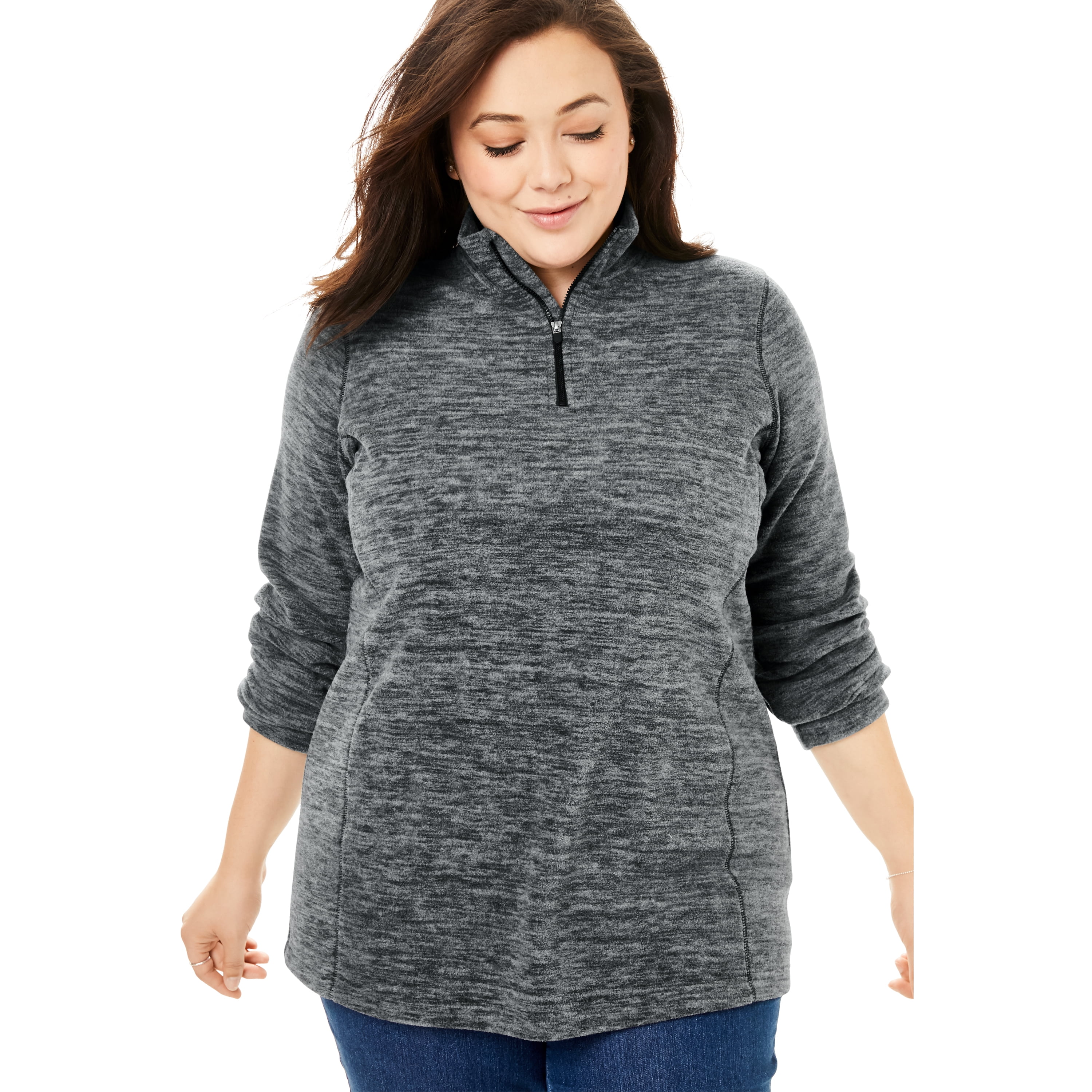   Essentials Women's Long-Sleeve Fleece Quarter-Zip Top  (Available in Plus Size), Black, X-Small : Clothing, Shoes & Jewelry