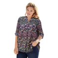 thumbnail image 1 of Woman Within Plus Size Rayon Three-Quarter Sleeve Effortless Tab-Front Blouse, 1 of 3