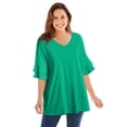 thumbnail image 1 of Woman Within Plus Size Ruffled Elbow-Sleeve Tunic, 1 of 6