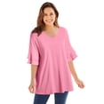 thumbnail image 1 of Woman Within Plus Size Ruffled Elbow-Sleeve Tunic, 1 of 6