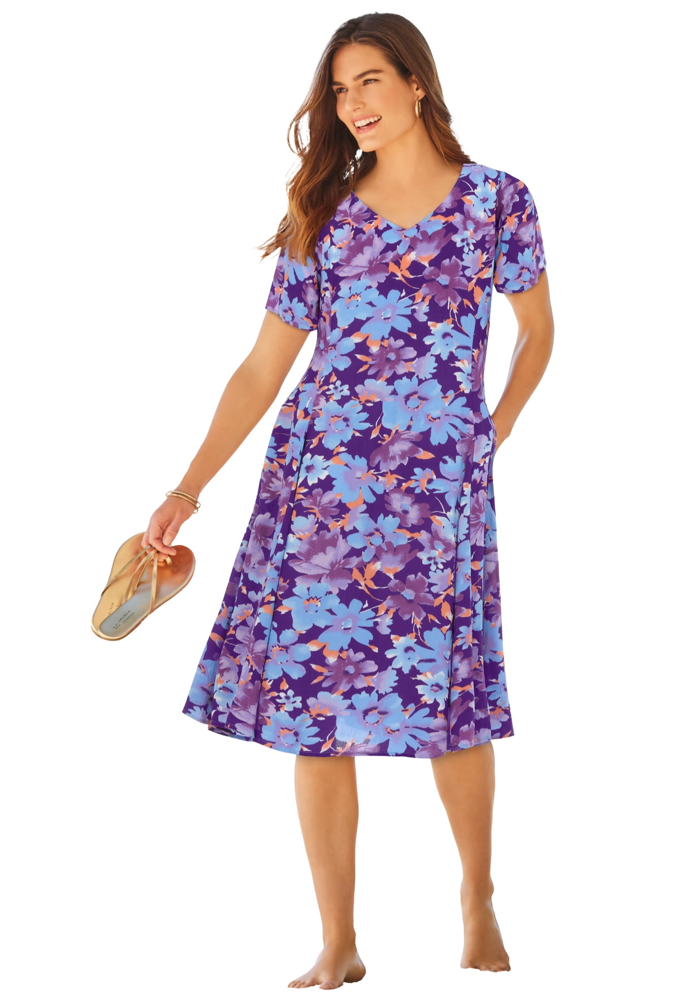 short crinkle dress Woman Within Short Crinkle Dress