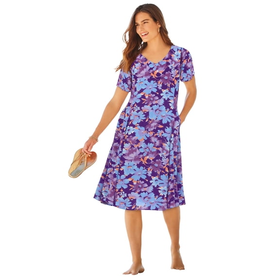 Woman Within Plus Size Short Crinkle Dress