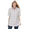 thumbnail image 1 of Woman Within Plus Size Short-Sleeve Button-Down Cotton Seersucker Shirt, 1 of 6