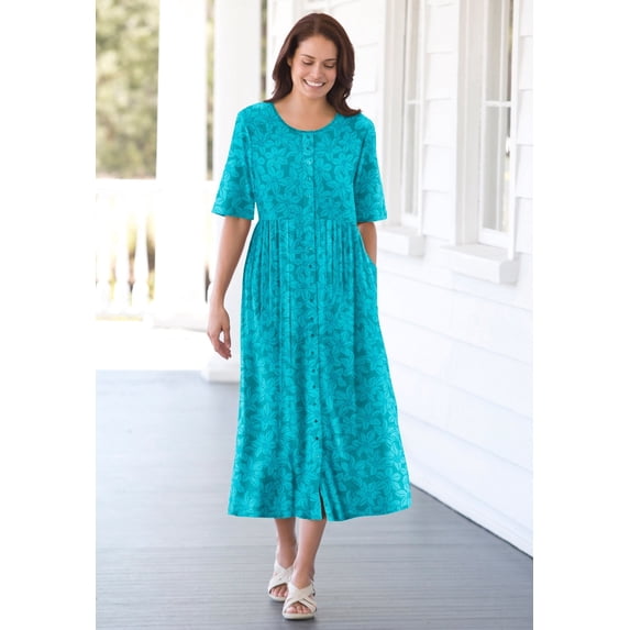 Woman Within Plus Size Short-Sleeve Button-Front Pocket Dress (Petite Available)