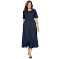 thumbnail image 1 of Woman Within Plus Size Short-Sleeve Button-Front Pocket Dress (Petite Available), 1 of 6
