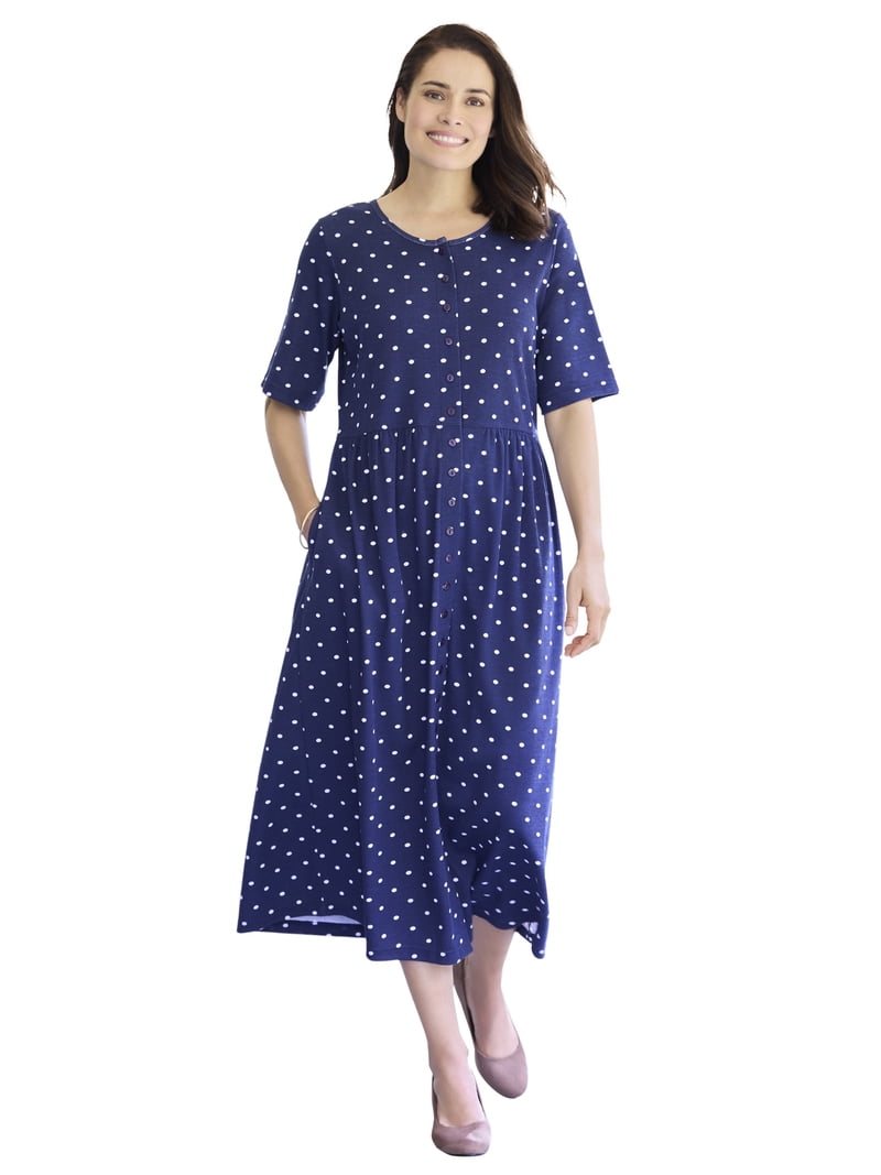 Woman Within Plus Size Short-Sleeve Button-Front Pocket Dress (Petite  Available) - Walmart.com