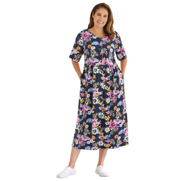 Woman Within Plus Size Short-Sleeve Button-Front Pocket Dress (Petite Available)