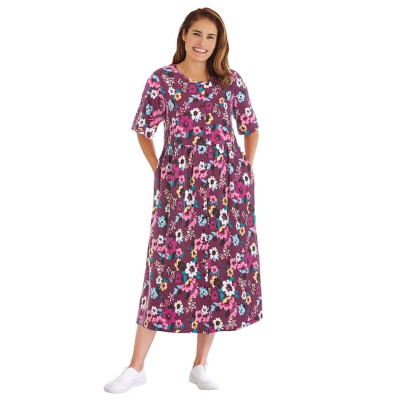 Woman Within Plus Size Short-Sleeve Button-Front Pocket Dress (Petite Available)