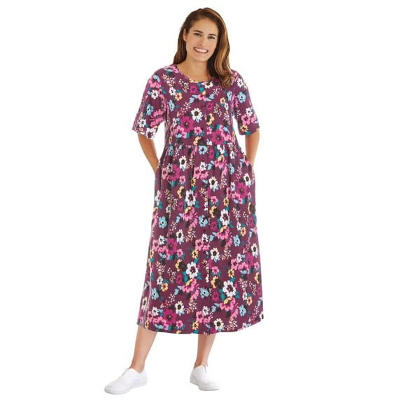 Woman Within Plus Size Short-Sleeve Button-Front Pocket Dress (Petite Available)
