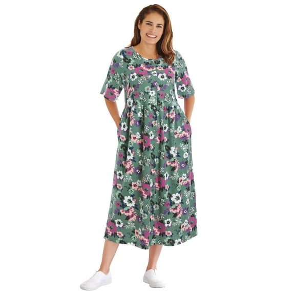 Woman Within Plus Size Short-Sleeve Button-Front Pocket Dress (Petite Available)