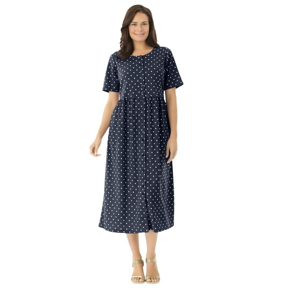 Woman Within Plus Size Short-Sleeve Button-Front Pocket Dress (Petite Available)