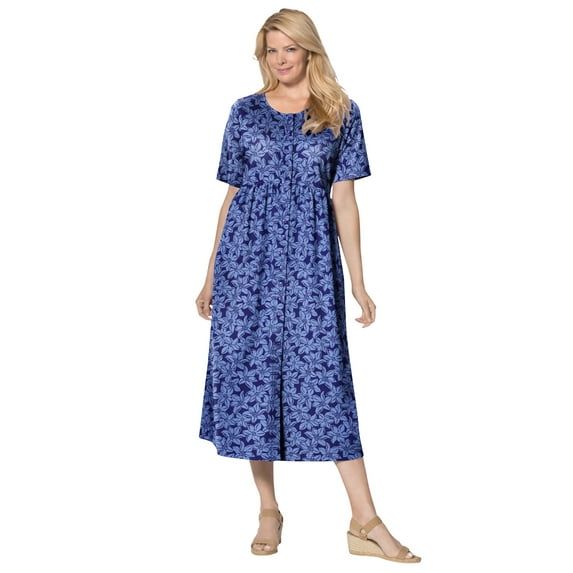 Woman Within Plus Size Short-Sleeve Button-Front Pocket Dress (Petite Available)