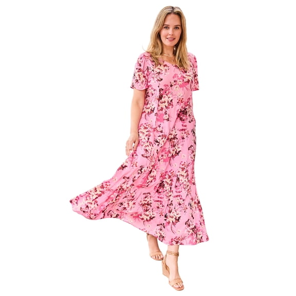 Woman Within Plus Size Short-Sleeve Crinkle Dress