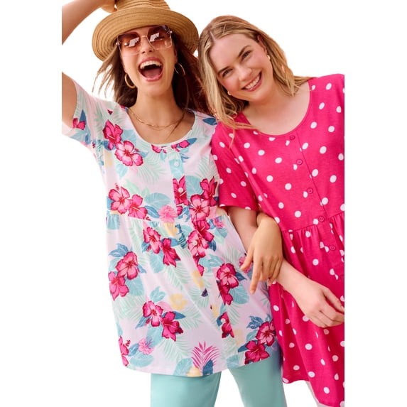 Woman Within Plus Size Short-Sleeve Empire Waist Tunic