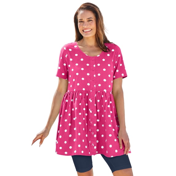 Woman Within Plus Size Short-Sleeve Empire Waist Tunic