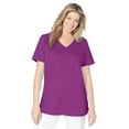 thumbnail image 1 of Woman Within Plus Size Short-Sleeve V-Neck Shirred Tee, 1 of 3