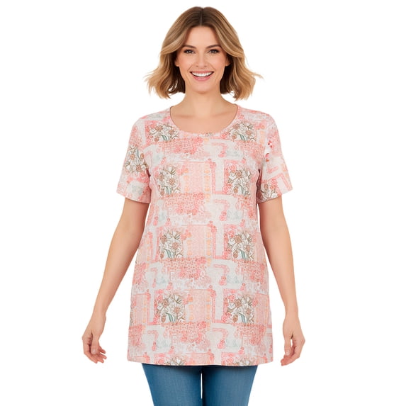 Woman Within Plus Size Short Sleeve Watercolor Tunic