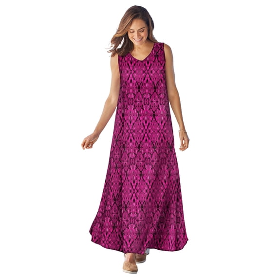 Woman Within Plus Size Petite Sleeveless Crinkle Dress