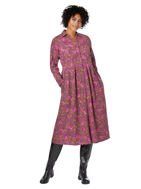 Plus Size Snap-Front Thermal Shirtdress