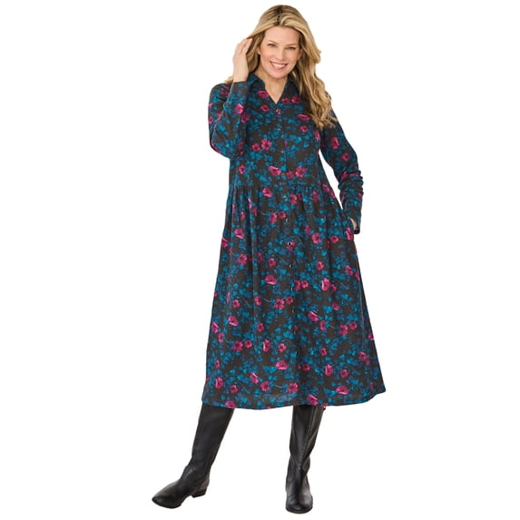 Woman Within Plus Size Snap-Front Thermal Shirtdress