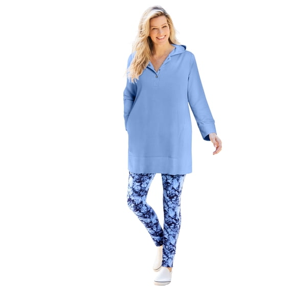 Woman Within Plus Size Snap Hoodie Pocket Sweatshirt