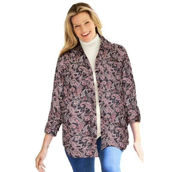 Woman Within Plus Size Soft Faux Suede Shirt