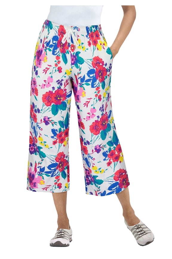 Plus Size Sport-Knit Pull-On Capri Pants